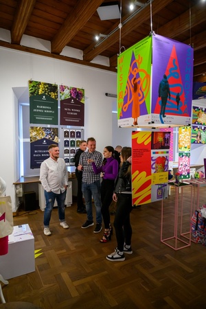 Wernisaż wystawy Przeskok - Publiczność na wernisażu wystawy, oglądająca prace studentów Wydziału Sztuki Akademii Tarnowskiej