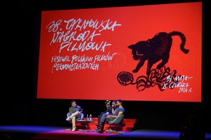 38. TNF - Dzień 4 (3.06.2024) - Spotkanie po filmie "Biała odwaga" z reżyserem Bartoszem Konopką i operatorem zdjęć górskich Marcinem Polarem, prowadzone przez Kubę Armatę