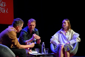 38. TNF - Dzień 5 (4.06.2024) - Na scenie Marzenia spotkanie z duetem aktorskim z filmu "Chłopi"- Kamilą Urzędowską i Cezarym Łukaszewiczem, które prowadzi Kuba Armata