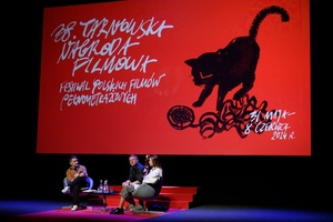 38. TNF - Dzień 5 (4.06.2024) - Na scenie Marzenia spotkanie z duetem aktorskim z filmu "Chłopi"- Kamilą Urzędowską i Cezarym Łukaszewiczem, które prowadzi Kuba Armata