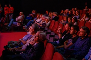 38. TNF - Dzień 5 (4.06.2024) - Widzowie w sali kinowej podczas spotkania po projekcji konkursowej filmu "Chłopi"