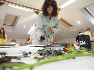 Wakacje z otwARTą: Warsztaty robienia zielników - Uczestnicy podczas warsztatów - praca w pracowni.