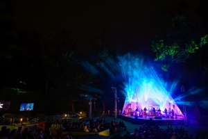 Koncert: Hołdys / Waglewski / Karimski Orchestra - Fotorelacja z koncertu Hołdys / Waglewski / Karimski Orchestra – artyści na scenie i publiczność podczas wydarzenia.