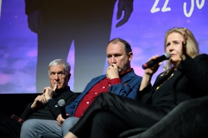 40. TNF: Prolog - Na scenie Marzenia (od lewej) Kaja Łuczyńska, Piotr Jaxa, Mikołaj Jazdon, Grażyna Szapołowska podczas spotkania z publicznością
