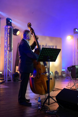 Starówka Jazz Festival - Zygi Jazz Band / Leliwa Jazz Band - Koncert jazzowy w Amfiteatrze w Tarnowie – widok na scenę i zgromadzoną publiczność.