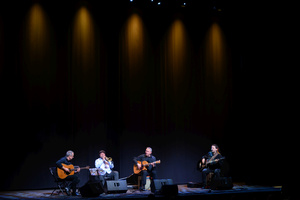 Koncert: Adam Nowak i Akustyk Amigos - Artyści na scenie (od lewej): Jarek Treliński, Tomasz Nowak, Adam Nowak, Karim Martusewicz.